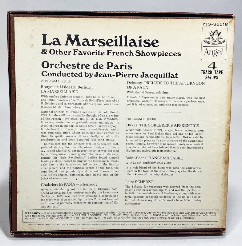 La Marseillaise Jean-Pierre Jacquillat Reel to Reel Tape 7 1/2 IPS Angel