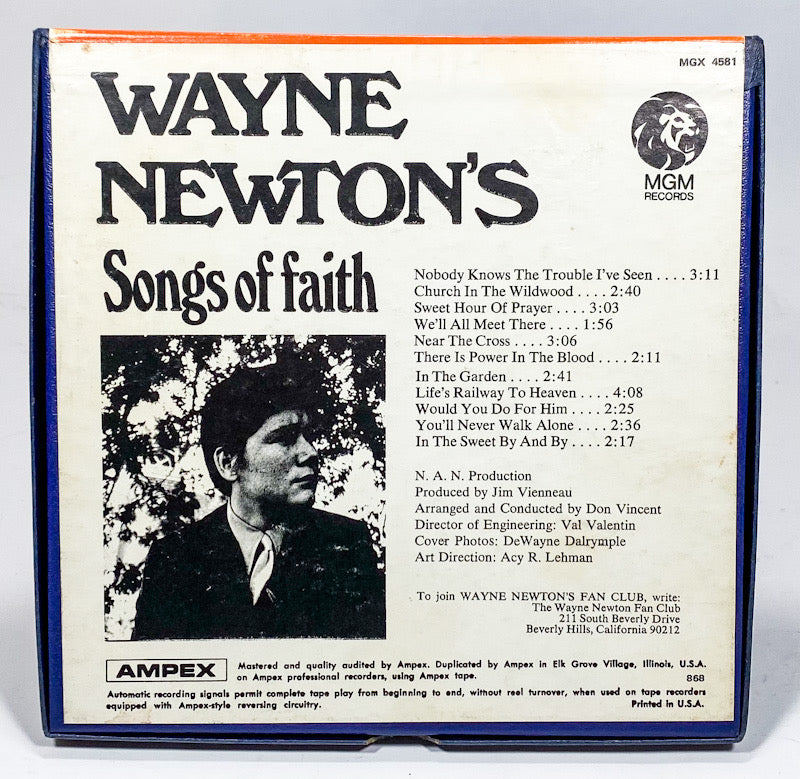Songs Of Faith by Wayne Newton Reel to Reel Tape 3 3/4 IPS MGM