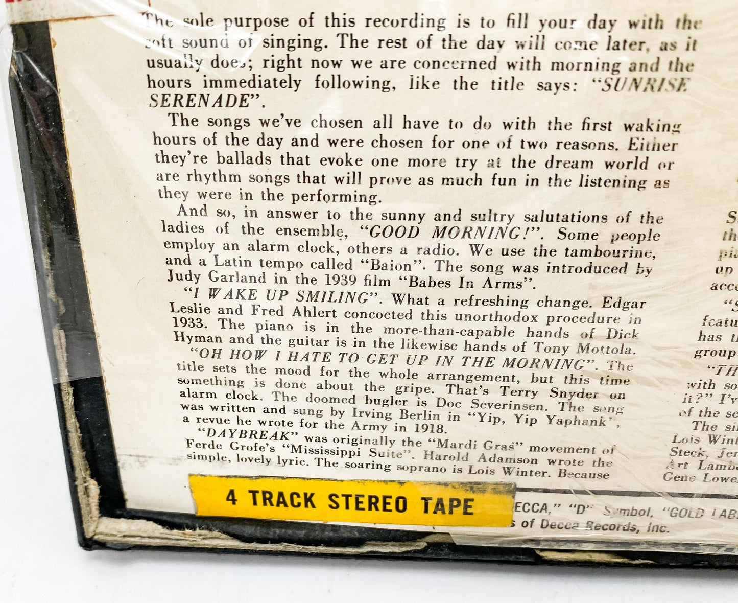 The Ray Charles Singers Serenade Reel to Reel Tape 7 1/2 IPS Decca