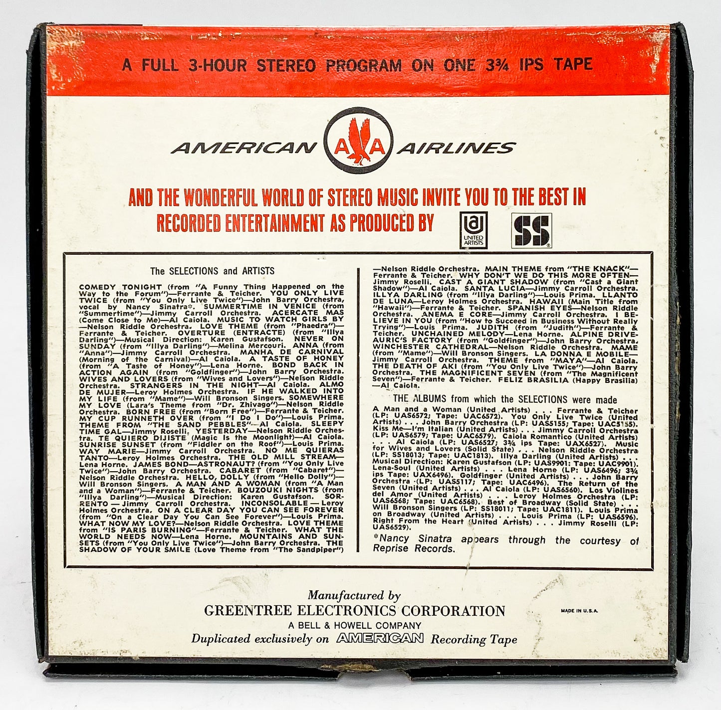 American Airlines Popular Program No. 33 Reel to Reel Tape 3 3/4 IPS United