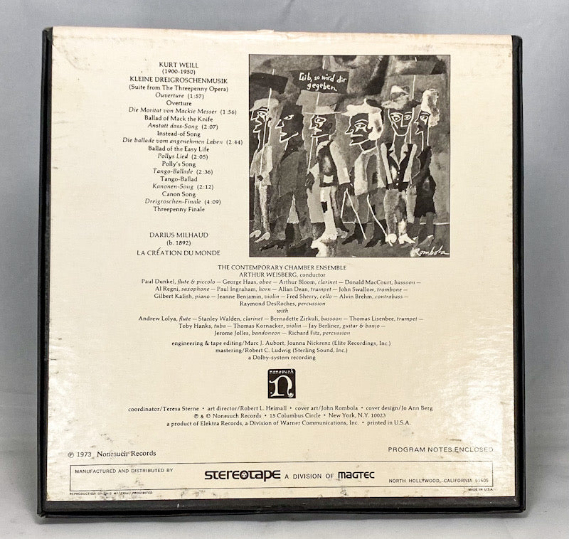 Threepenny Opera La Creation Du Monde Quad Reel to Reel Tape 7.5 IPS Dolby
