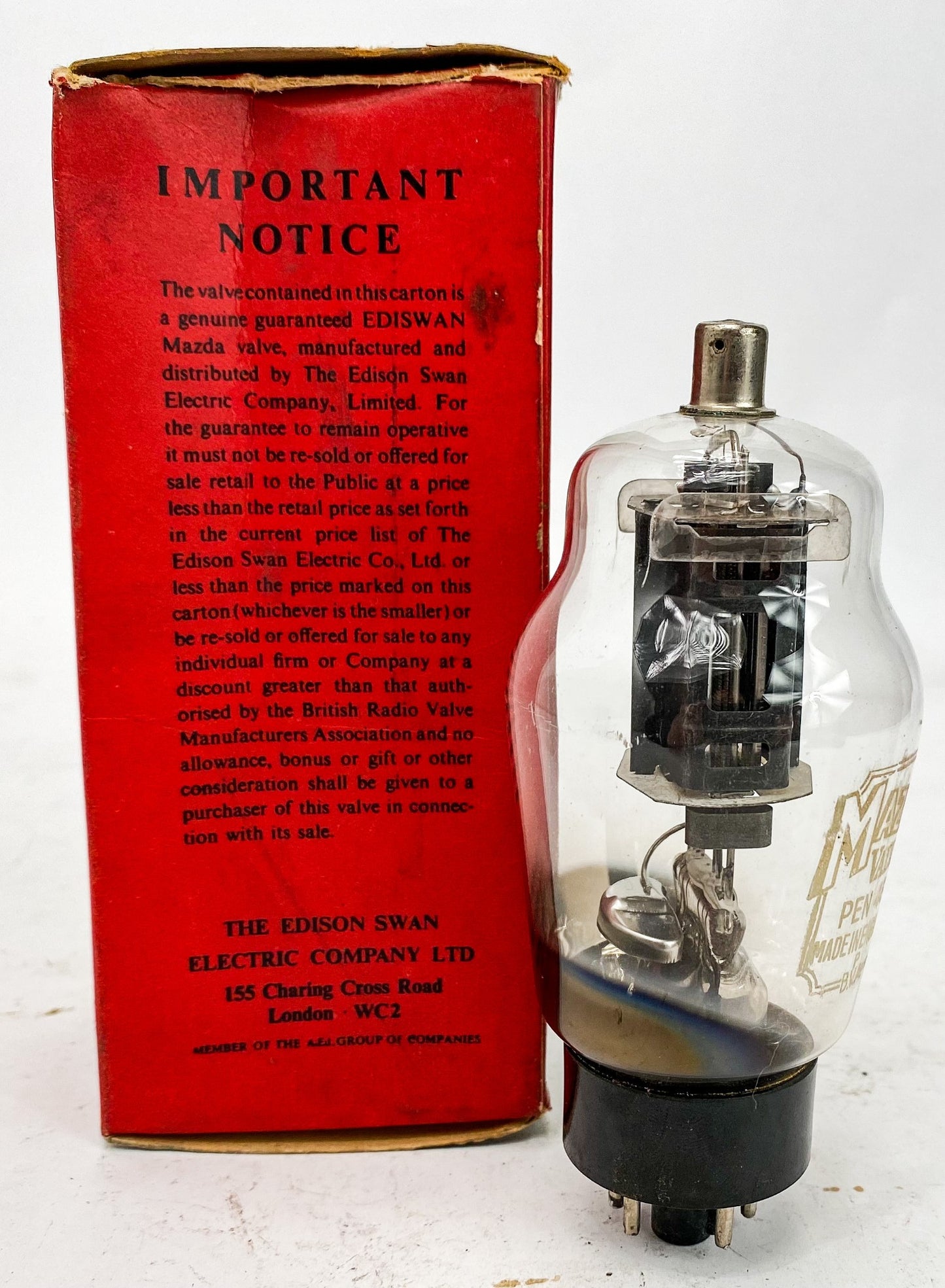 Ediswan / Mazda PEN 46 Black Plate Bottom D Getter Vacuum Tube Made In England *