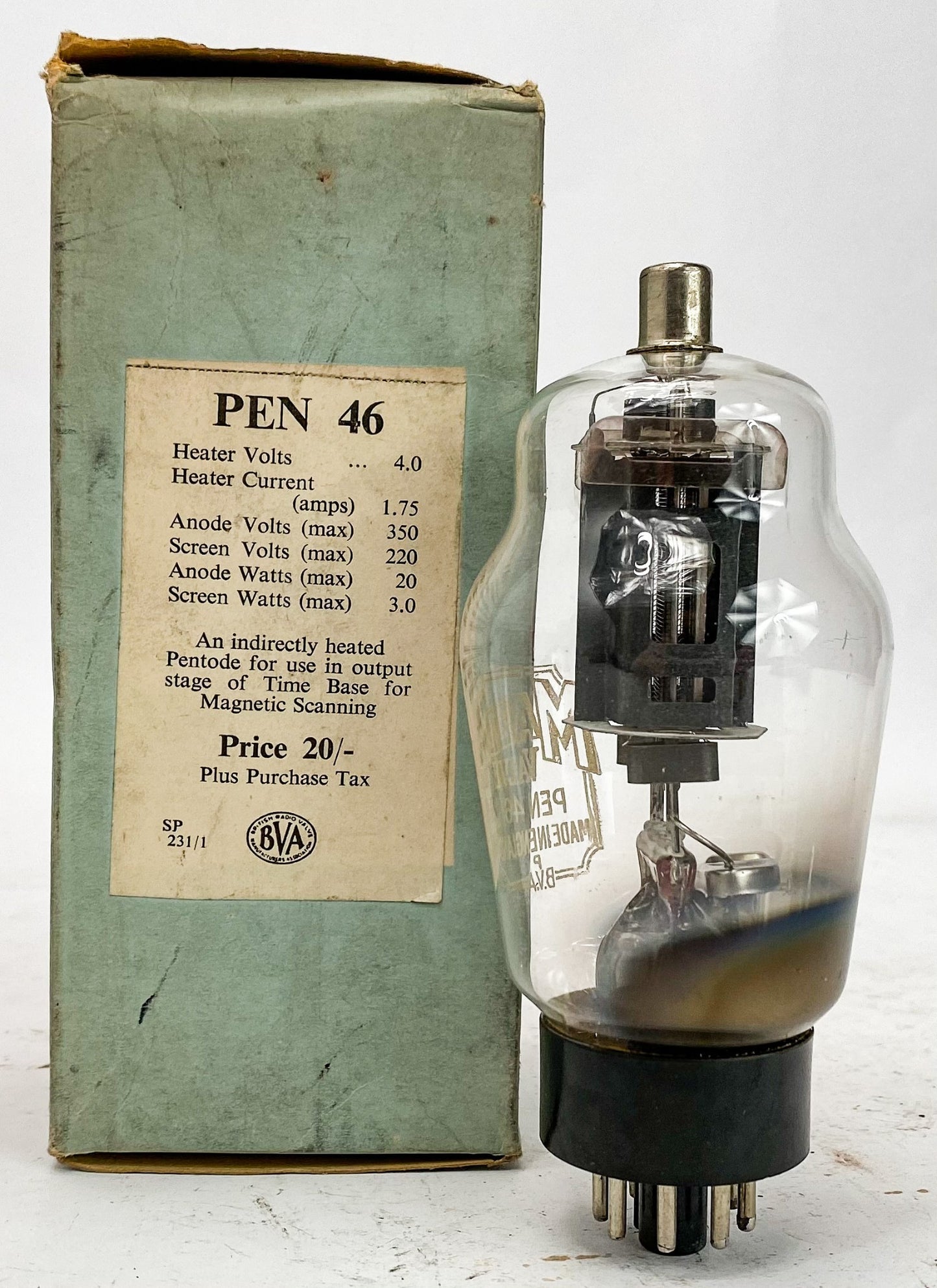 Ediswan / Mazda PEN 46 Black Plate Bottom D Getter Vacuum Tube Made In England *