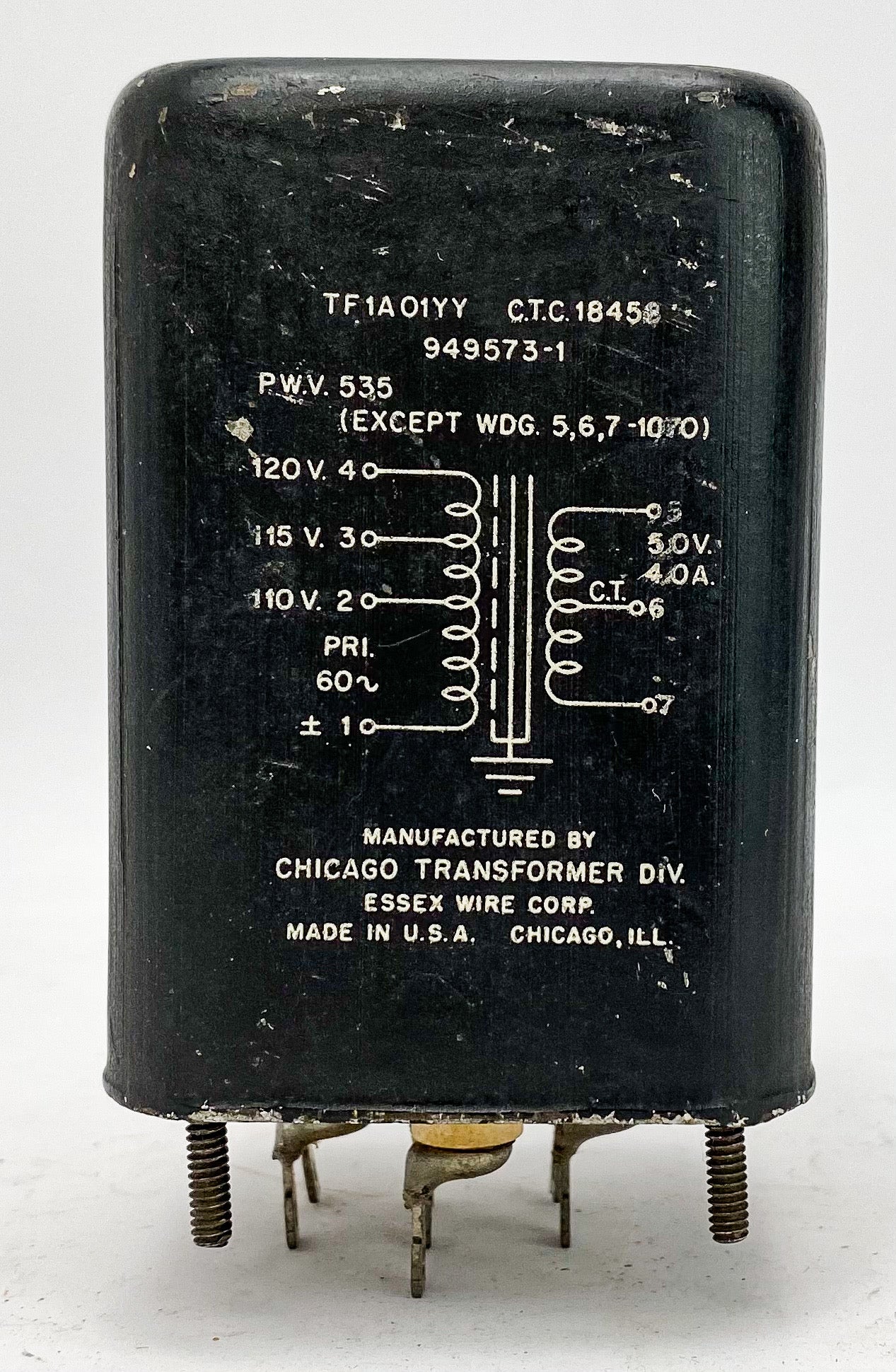 Stancor 5.0V 4A Transformer 120 / 115 / 110 V Input TF1A01YY 18458 949573-1
