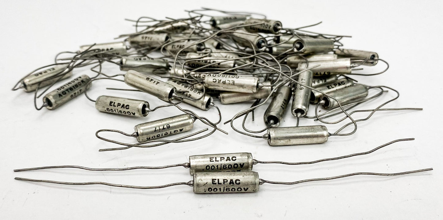 Vintage ELPAC 0.001 uf 600 Volt Paper In Oil Tone Capacitors