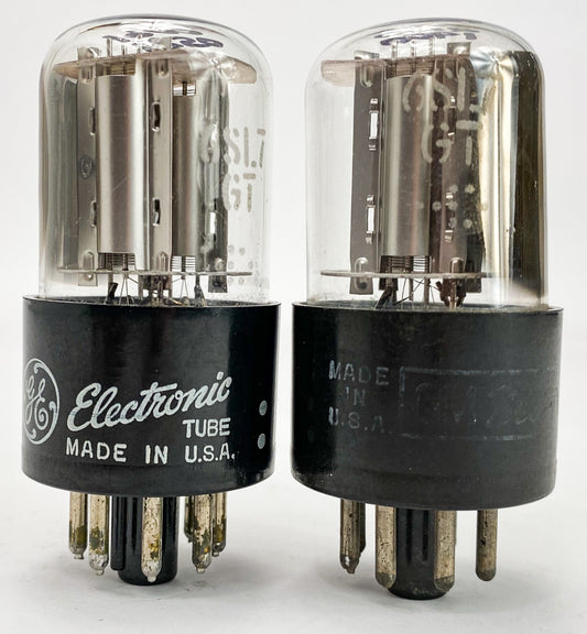 GE 6SL7GT Smooth Silver Plate Side O Getter Balanced and Matched Vacuum Tubes