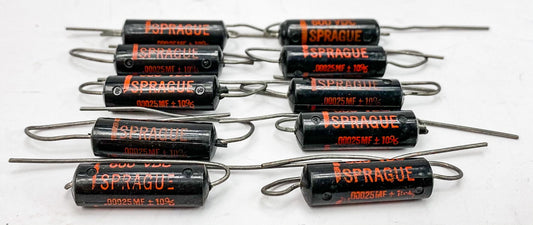 Sprague 0.00025 uf 600 VDC Black Beauty Capacitors 10x NOS