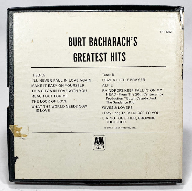 Greatest Hits Burt Bacharach Reel to Reel Tape 3 3/4 IPS A&M