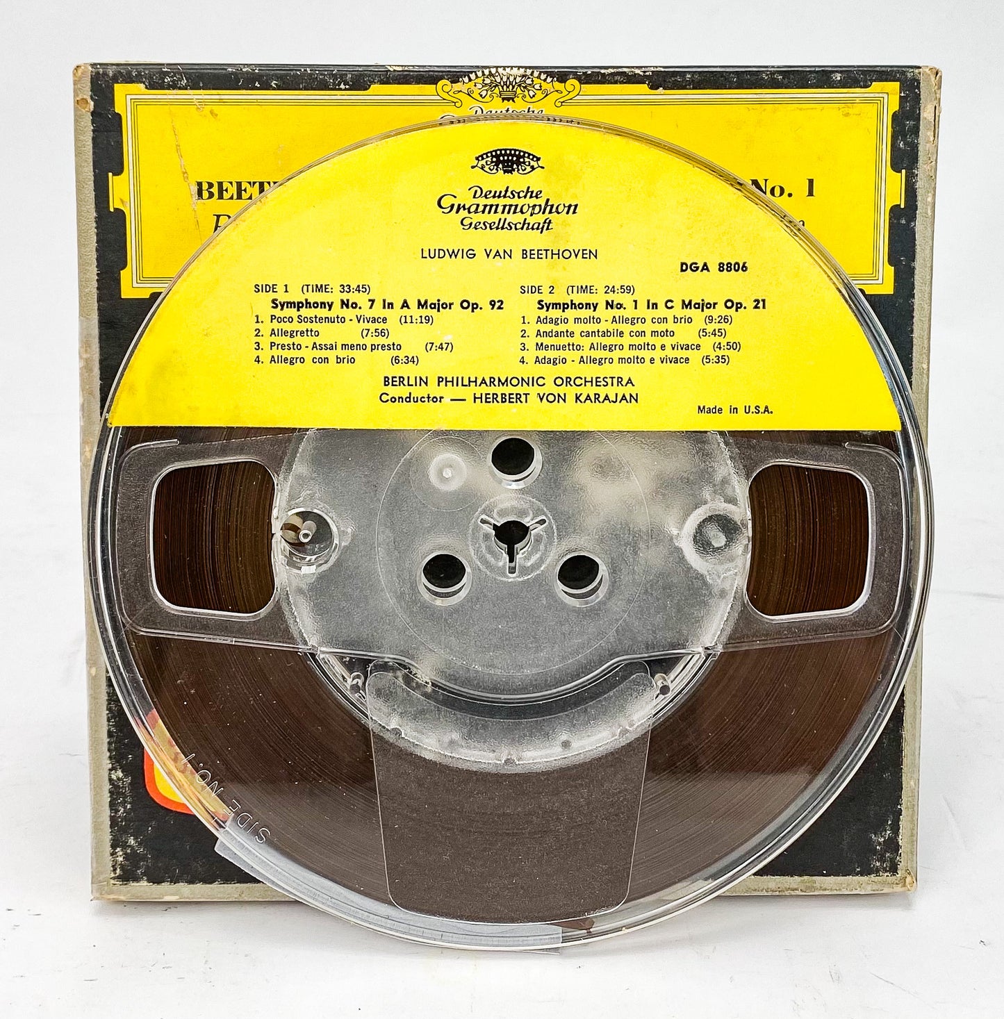 Beethoven Symphony 7 & 1 Herbert Von Karajan Reel to Reel Tape 7.5 IPS Deutsche