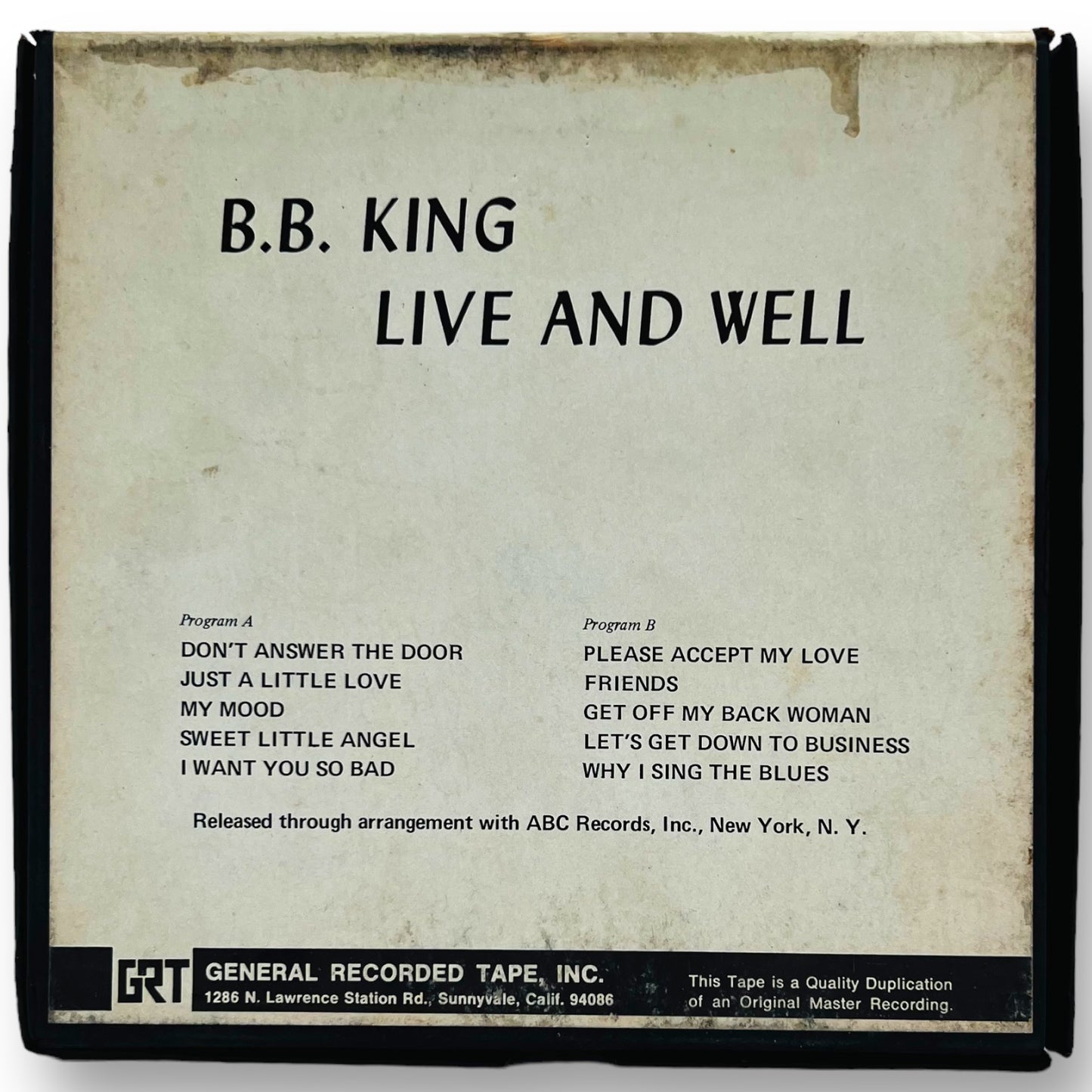 Live And Well B.B. King Reel to Reel Tape 3 3/4 IPS ABC