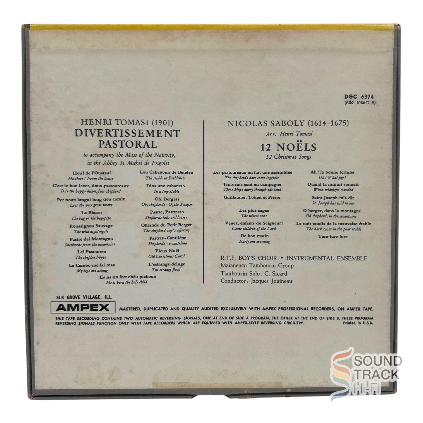 Christmas In Provence Divertissment Pastoral 12 Carol 7.5 IPS Reel Tape Deutsche