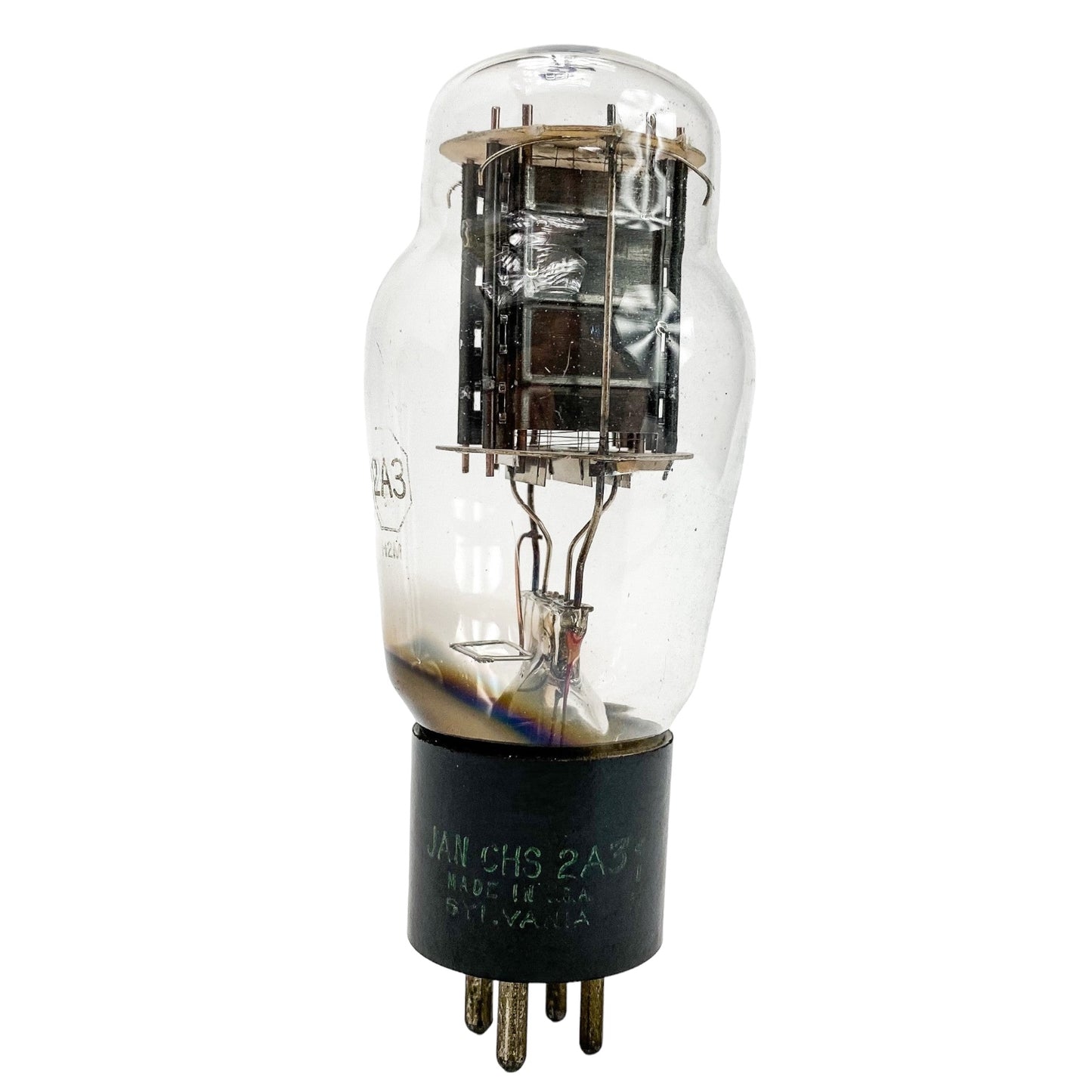 Sylvania 2A3 Dual Black Plate D Getter Triode Vacuum Tube