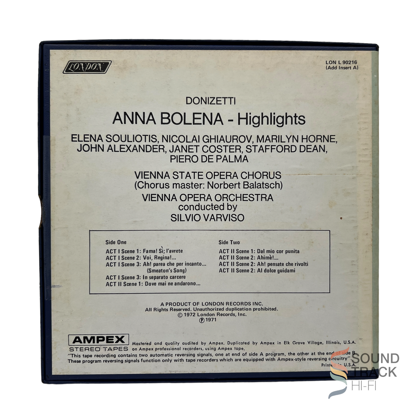 Donizetti - Anna Bolena Highlights Silvio Varviso 7.5 IPS Reel Tape London