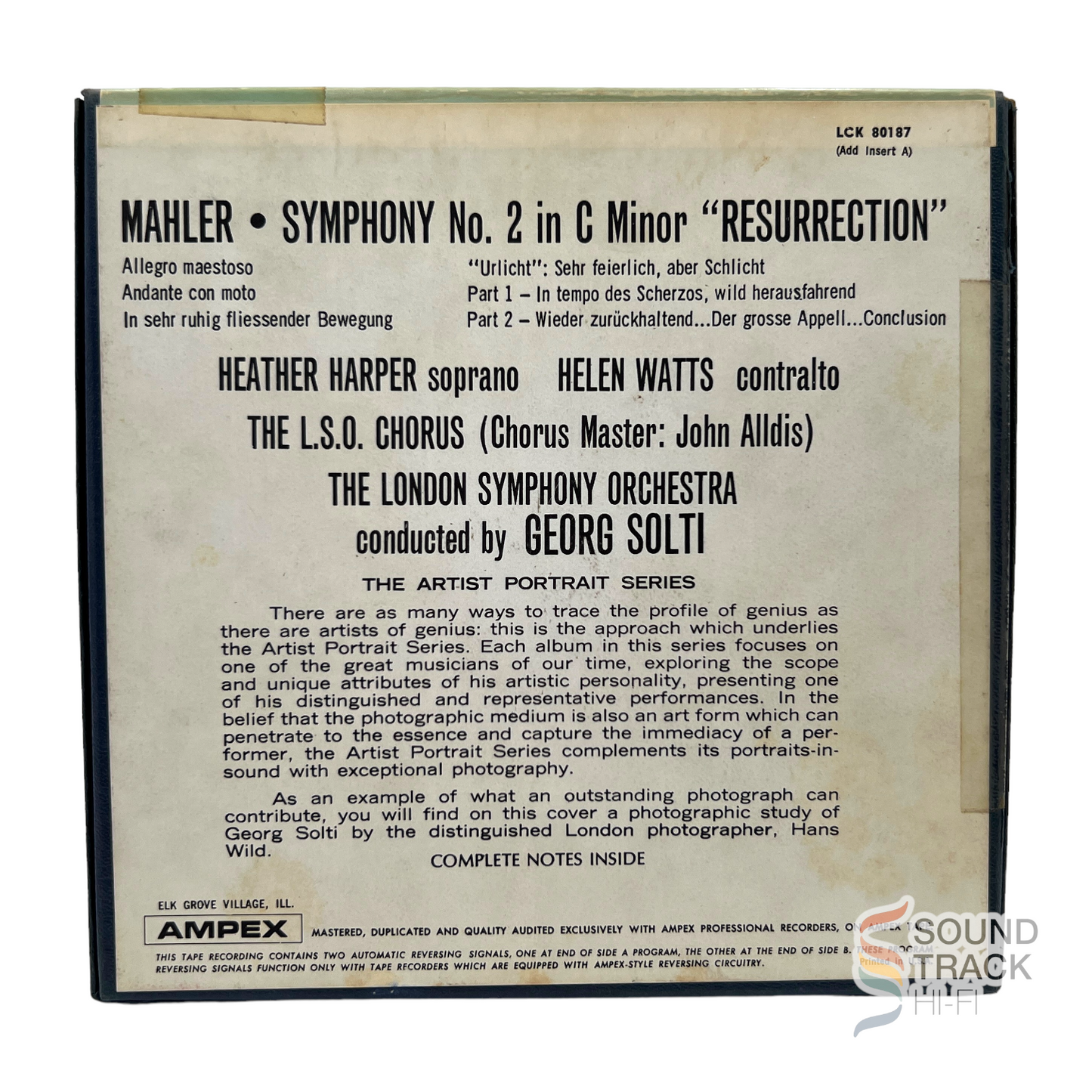 Mahler Symphony No 2 George Solti London Symphony 7 1/2 IPS Reel Tape London