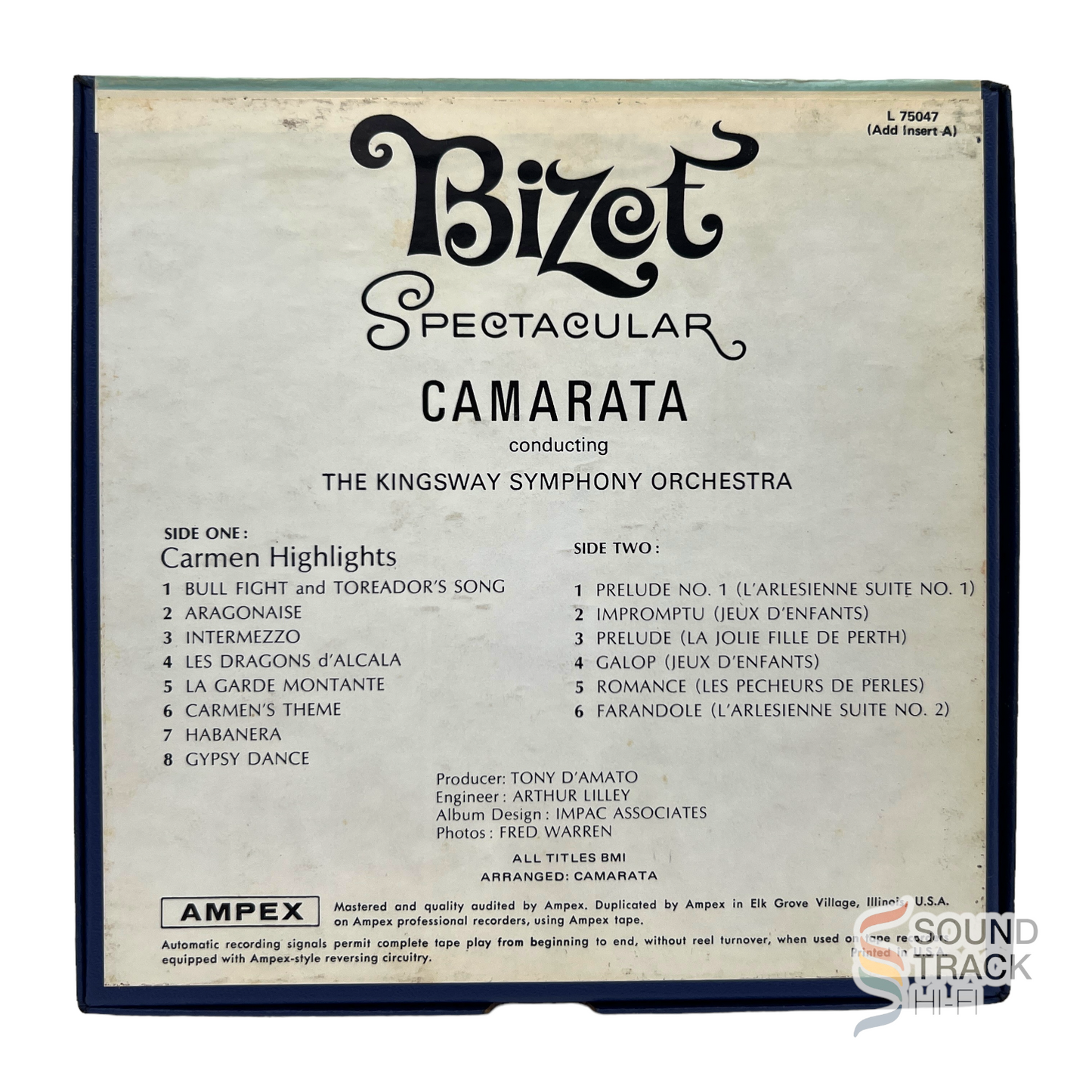 Bizet Spectacular Camarata Kingsway Symphony Orchestra 7.5 IPS Reel Tape London