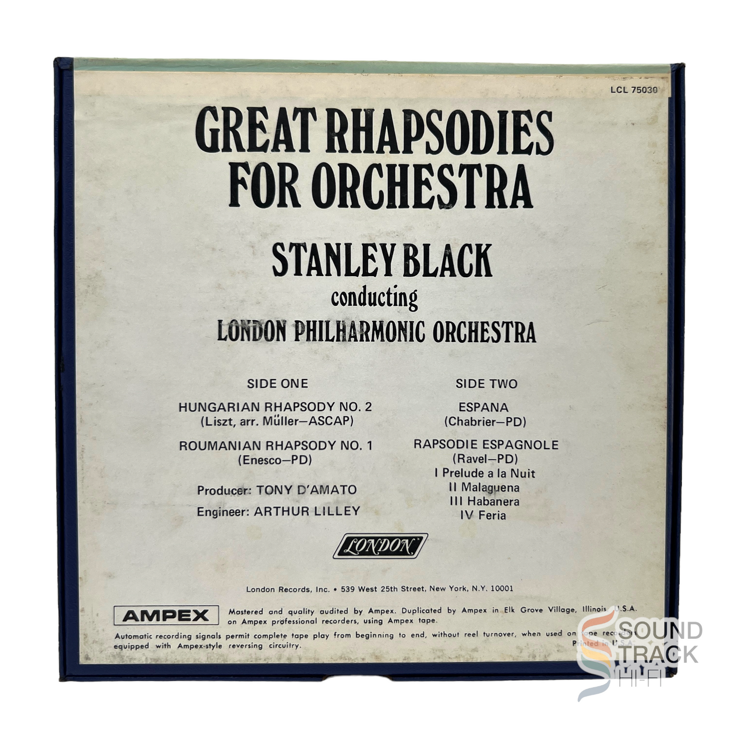 Great Rhapsodies Stanley Black London Philharmonic 7.5 IPS Reel Tape London