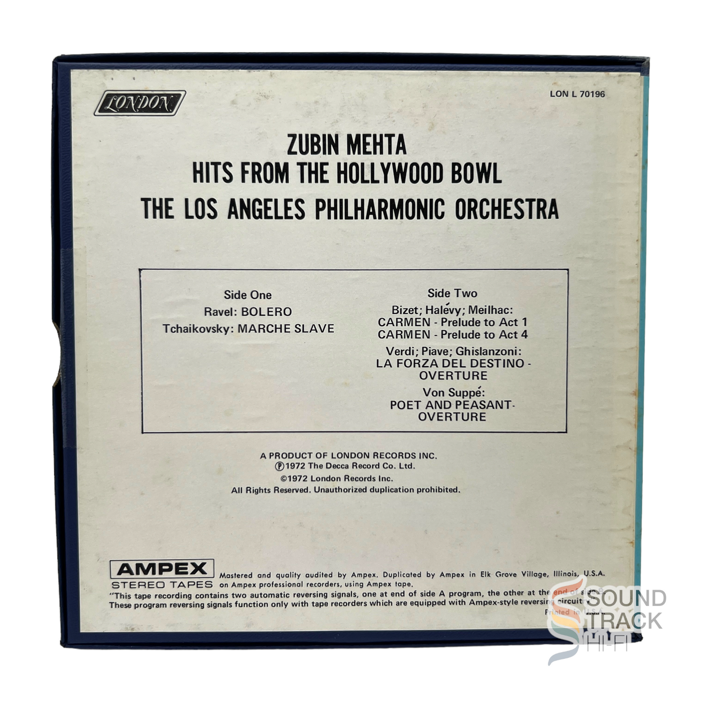 Hits From Hollywood Bowl Zubin Mehta LA Philharmonic 7 1/2 IPS Reel Tape London