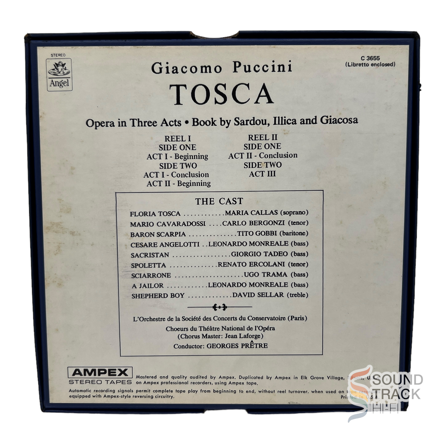 Puccini Tosca Callas Bergonzi Gobbi Pretre 7 1/2 IPS Reel To Reel Tape Angel