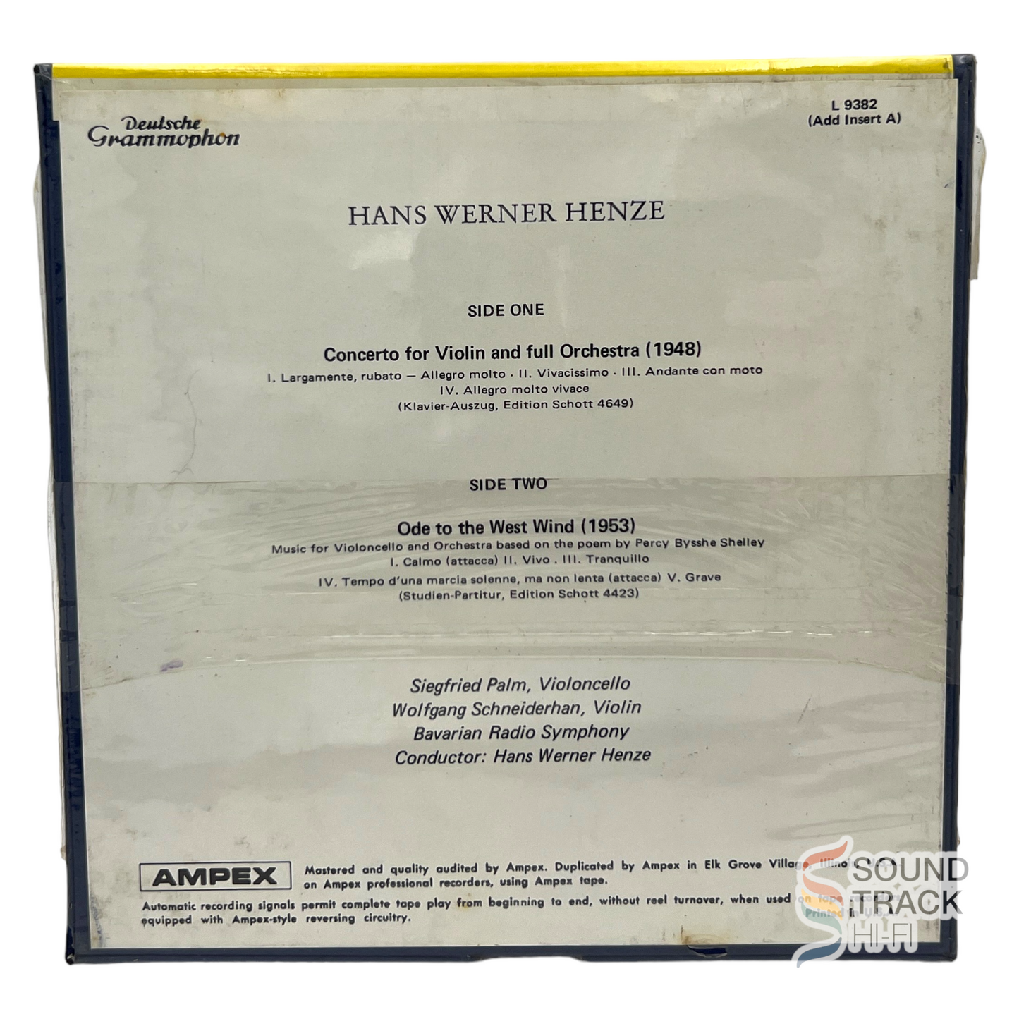 Henze Ode To The West Wind Violin Concerto 7 1/2 IPS Reel To Reel Tape Deutsche