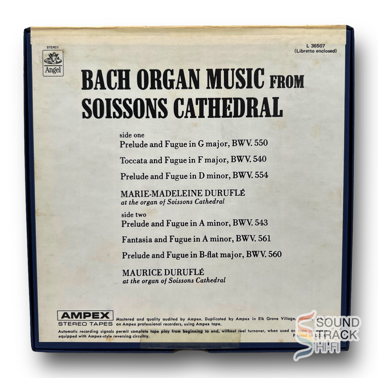 Bach Organ Music From Soissons Cathedral Maurice Duruflé 7.5 IPS Reel Tape Angel