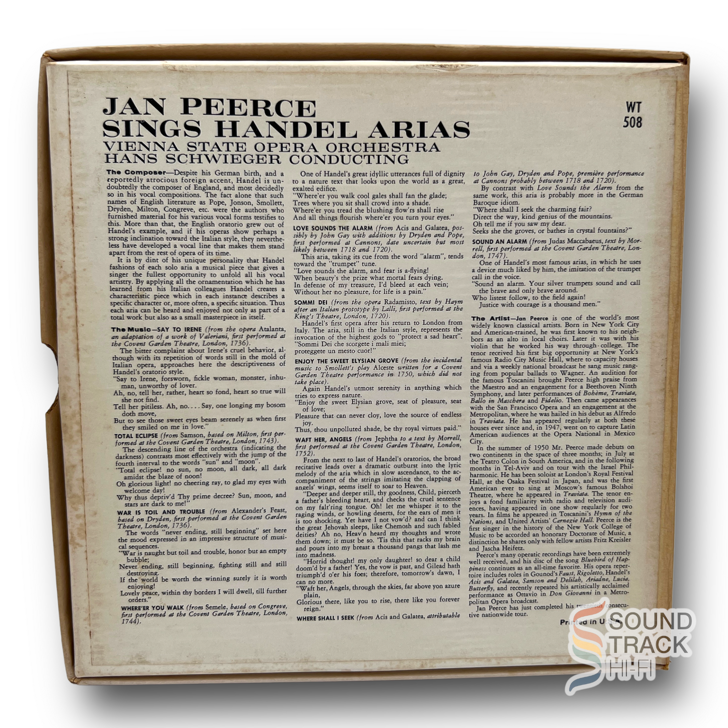Jan Peerce Sings Handel Arias Schwieger 7 1/2 IPS Reel Tape Westminster