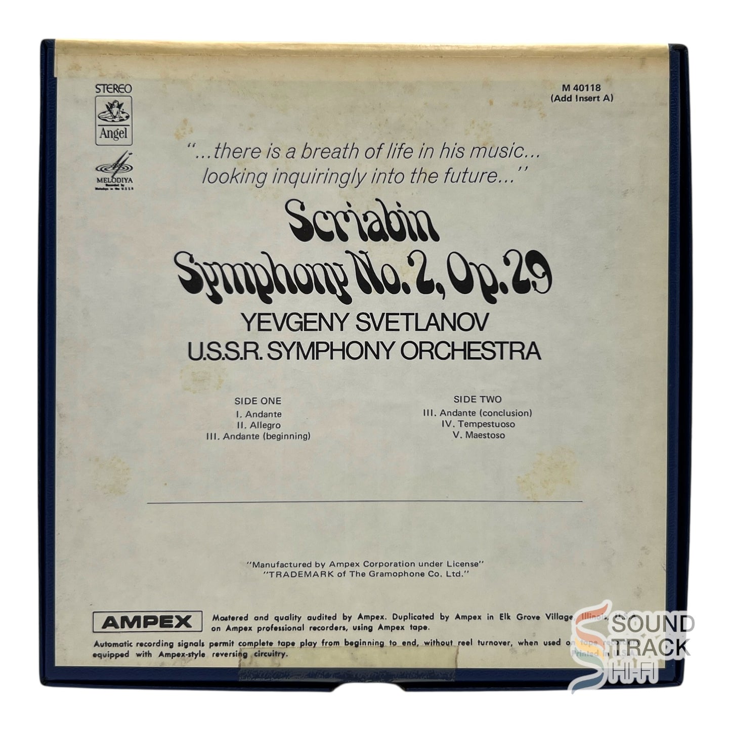 Scriabin Symphony No 2 Svetlanov USSR Symphony Orchestra 7.5 IPS Reel Tape Angel