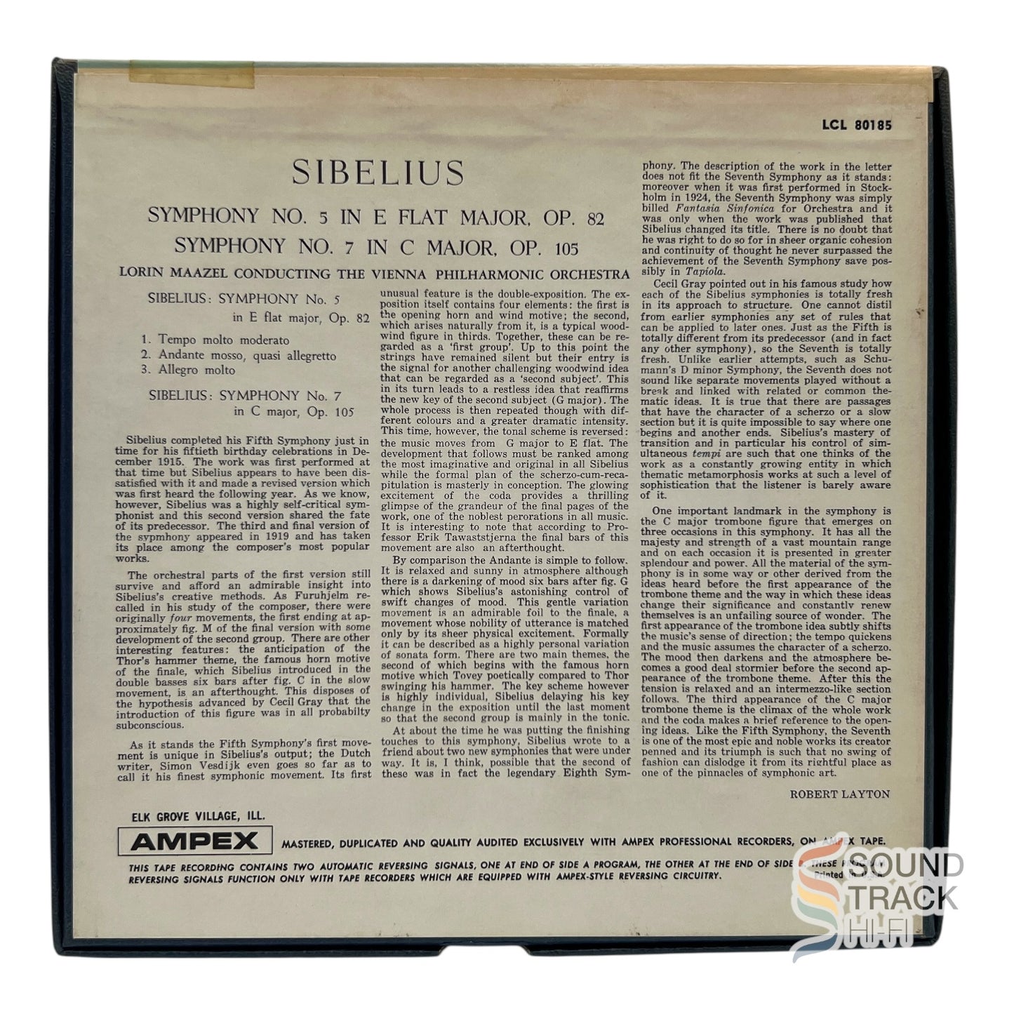 Sibelius Symphonies No 5 & 7 Vienna Phil. Maazel  7 1/2 IPS Reel Tape London