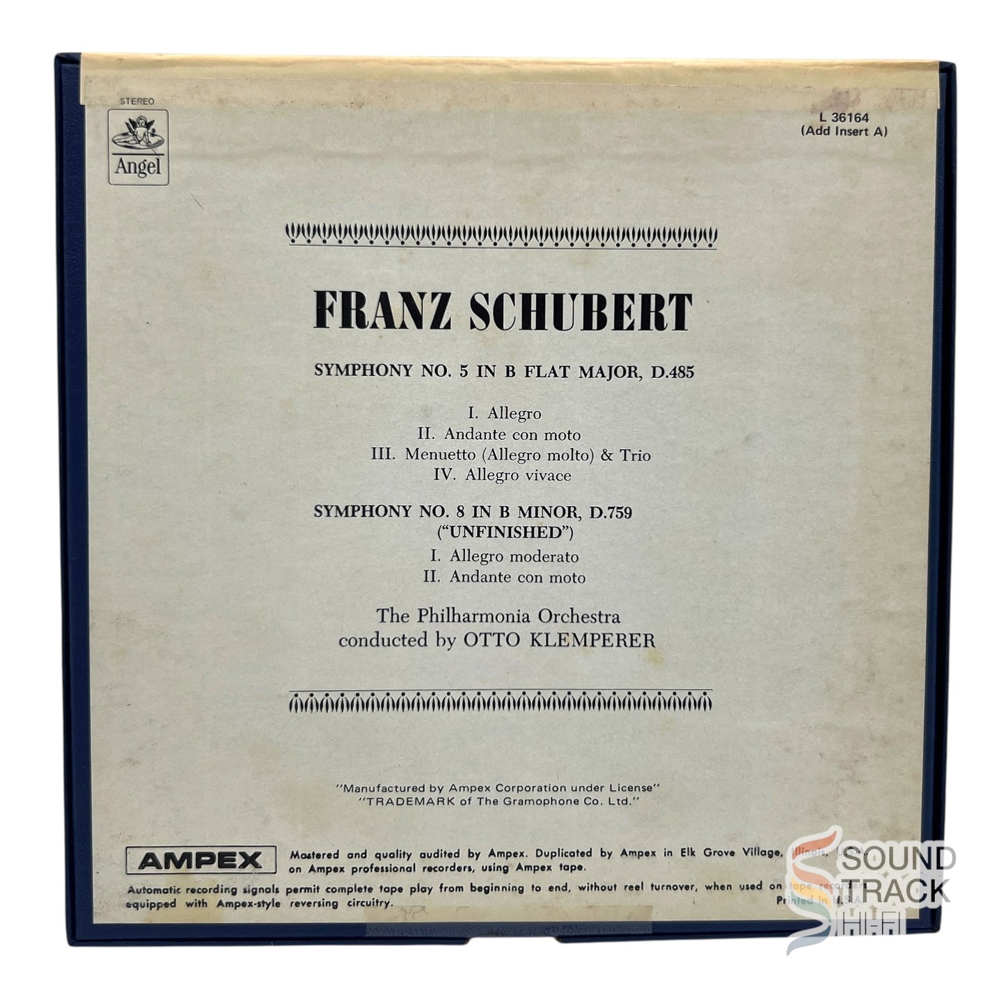 Schubert Symphonies No 5 and 8 Klemperer 7 1/2 IPS Reel Tape London