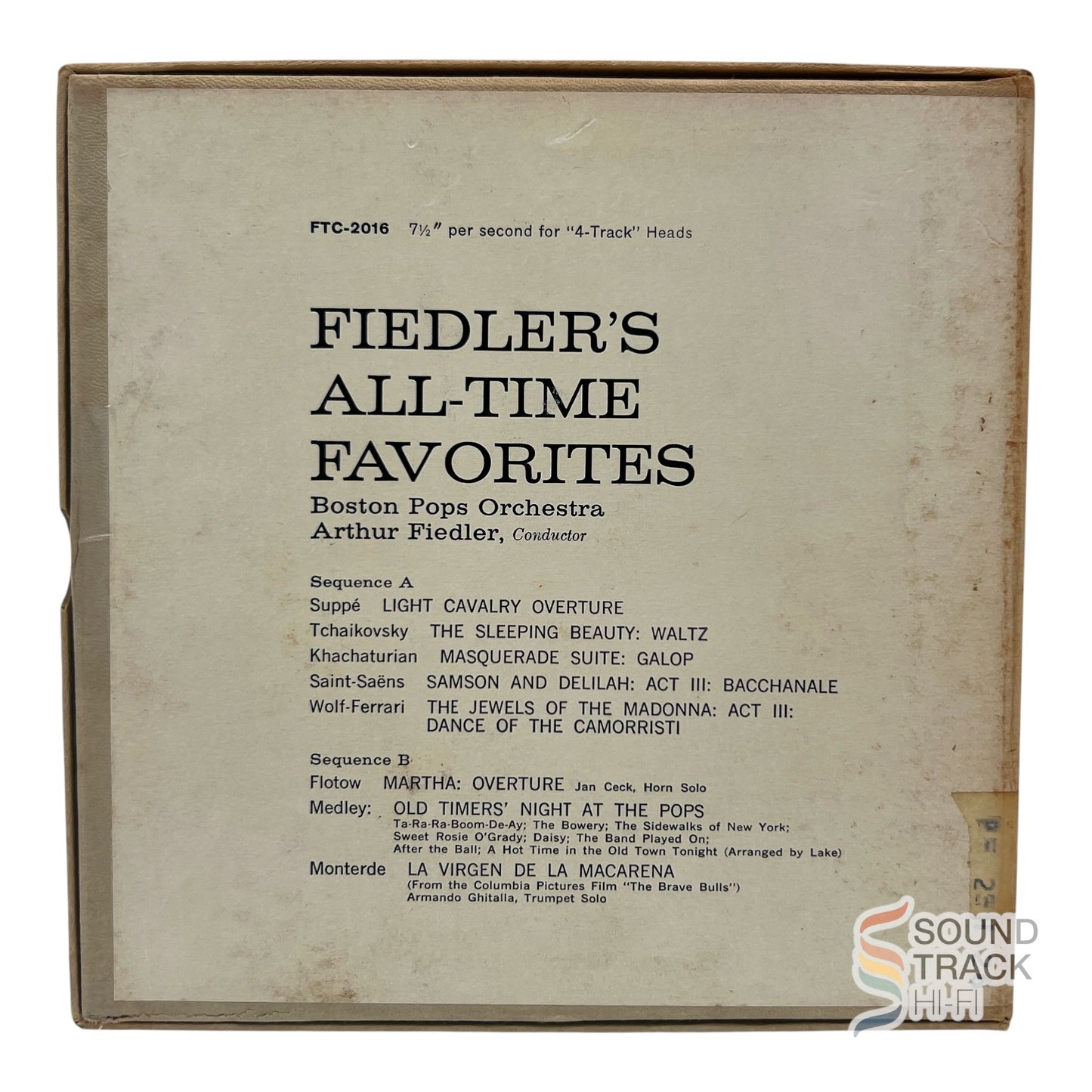 Fiedler's All Time Favorites Fiedler Boston Pops 7 1/2 IPS Reel To Reel Tape RCA