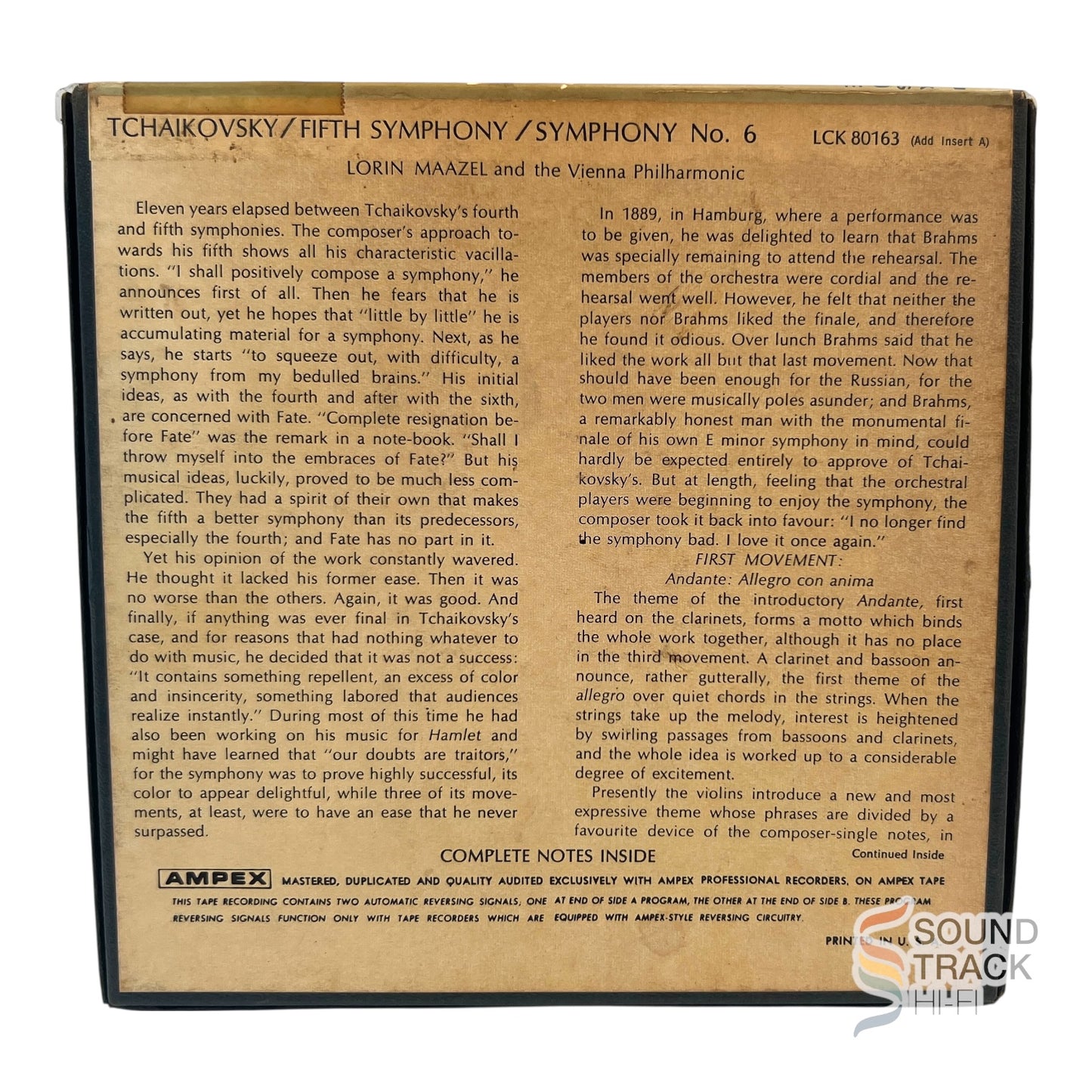 Tchaikovsky Symphony 5 & 6 Vienna Philharmonic Maazel 7.5 IPS Reel Tape London