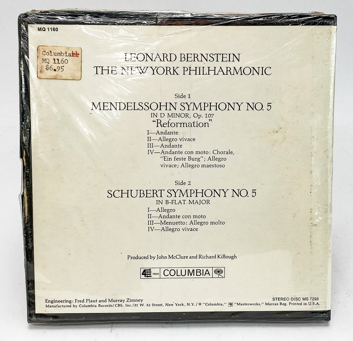 Bernstein Mendelssohn and Schubert No 5 Reel to Reel Tape 7 1/2 IPS Columbia