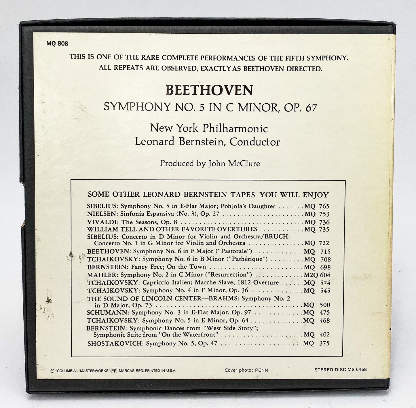 Beethoven Fifth Symphony Bernstein Reel to Reel Tape 7 1/2 IPS Columbia