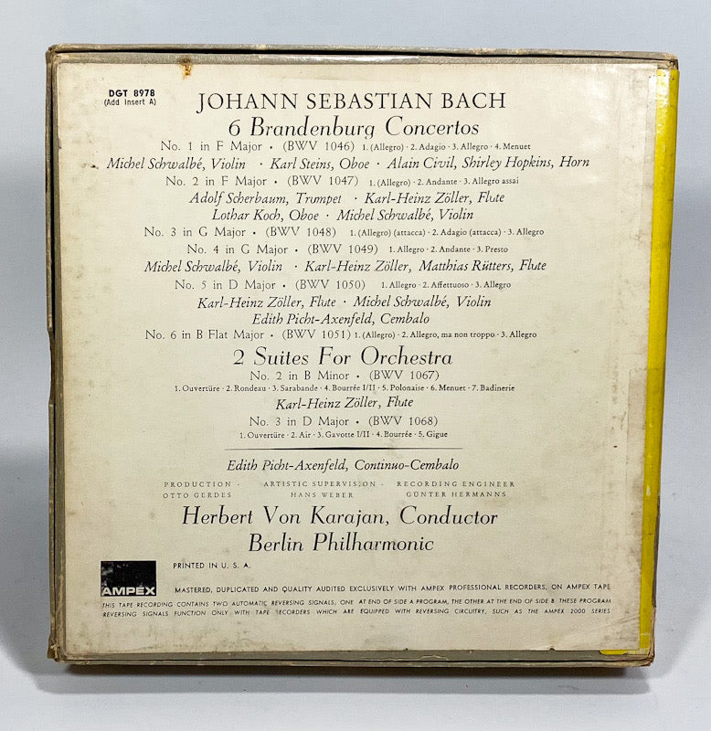 Bach 6 Brandenburg Concertos 2 Suites by Karajan Reel Tape 7 1/2" IPS Deutsche