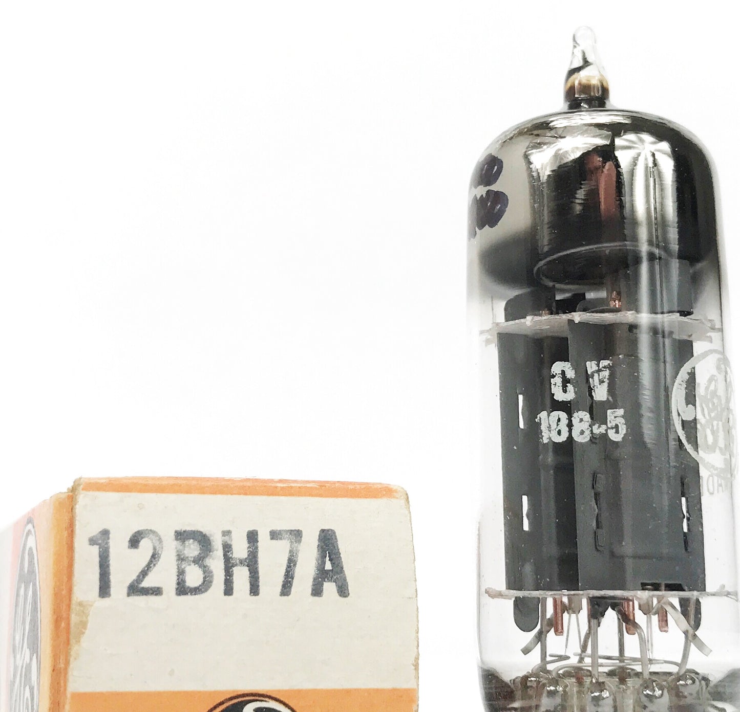 GE 12BH7A Grey Plate Halo Getter Balanced Vacuum Tube