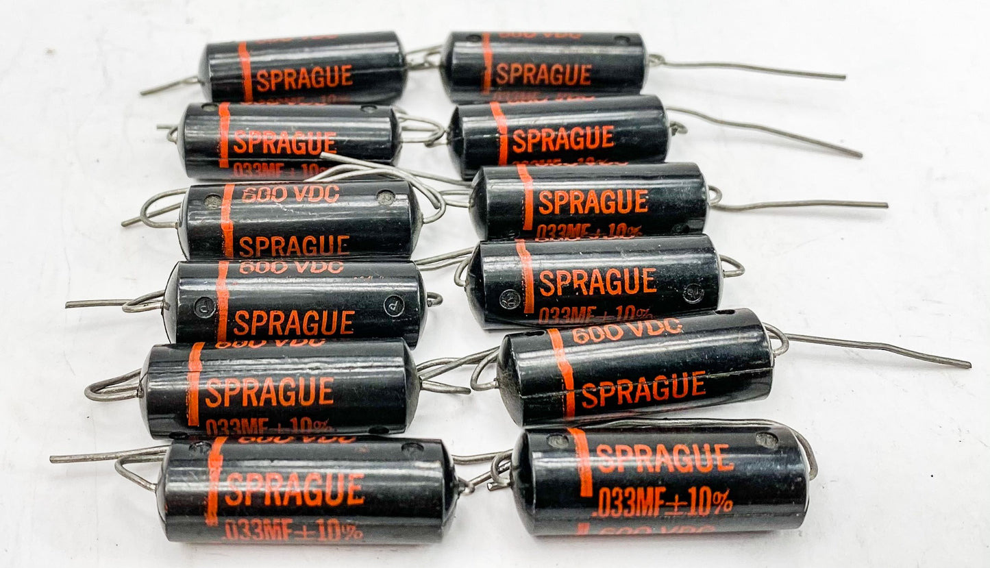 Sprague 0.033 uf 600 VDC Black Beauty Capacitors 12x NOS