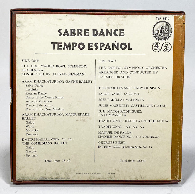 Sabre Dance Tempo Espanol by Newman Dragon Reel to Reel Tape 3 3/4 IPS Capitol