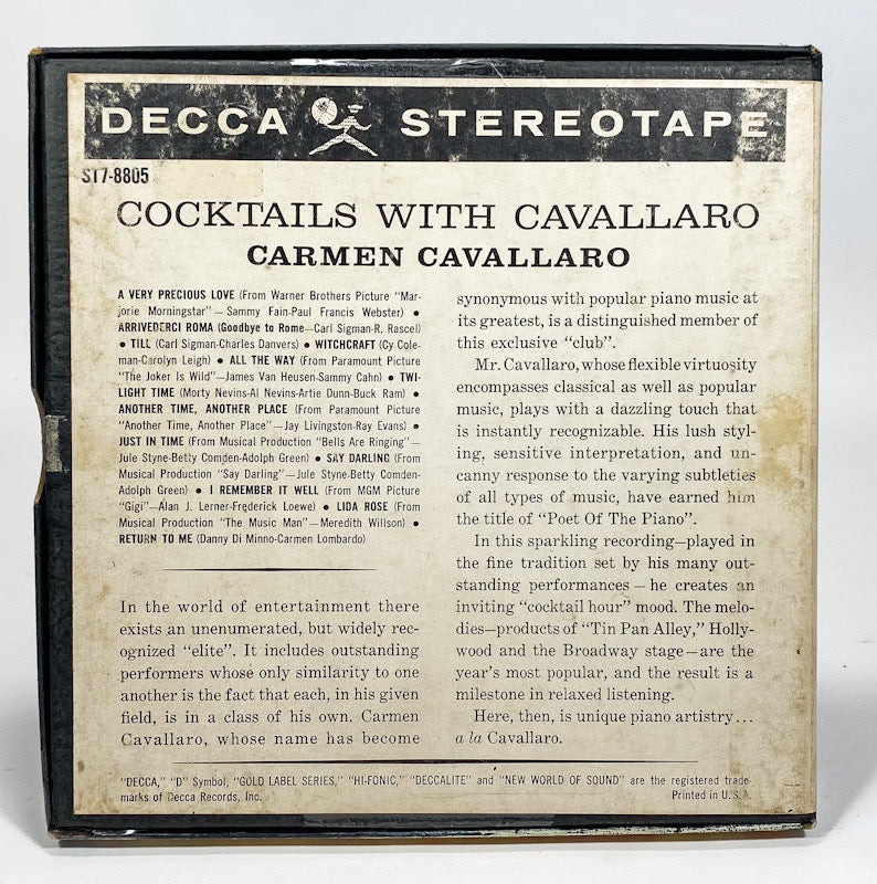 Cocktails With Cavallaro Reel to Reel Tape 7 1/2 IPS Decca