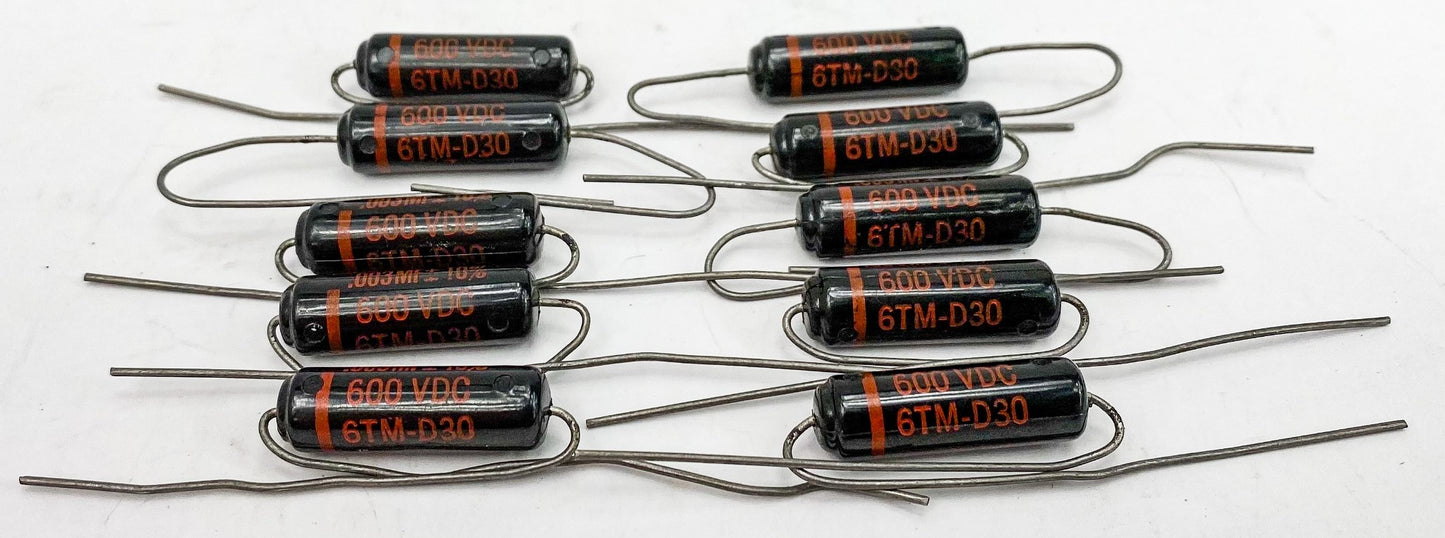 Sprague 0.003 uf 600 VDC Black Beauty Capacitors 10x NOS