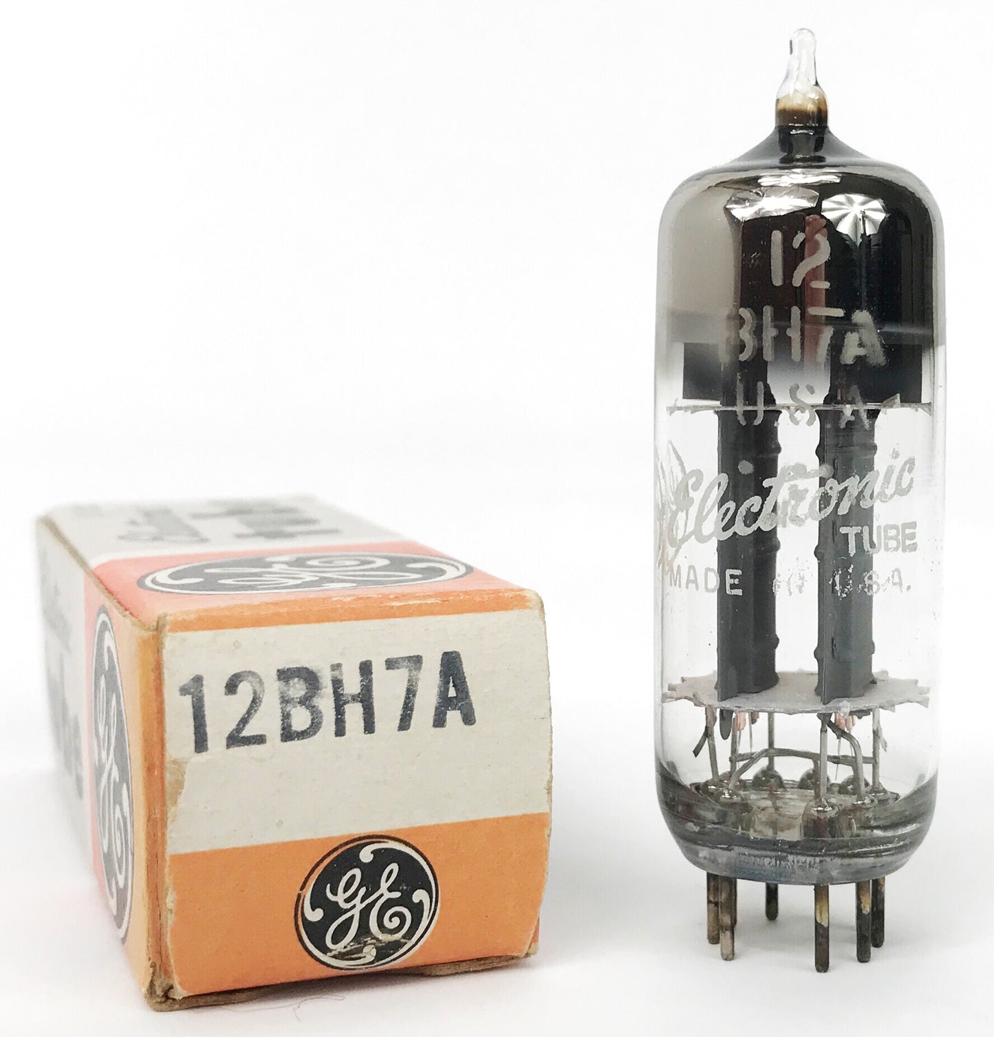 GE 12BH7A Grey Plate Halo Getter Balanced Vacuum Tube