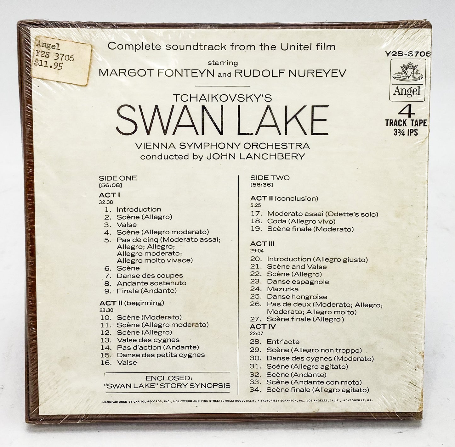 Tchaikovksy Swan Lake Soundtrack Reel to Reel Tape 3 3/4 IPS Angel New