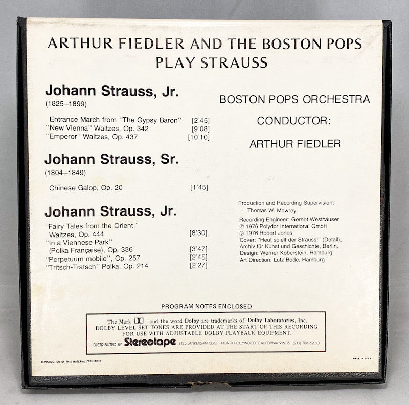 Arthur Fiedler And The Boston Pops Play Strauss Reel to Reel Tape 7.5 IPS Dolby