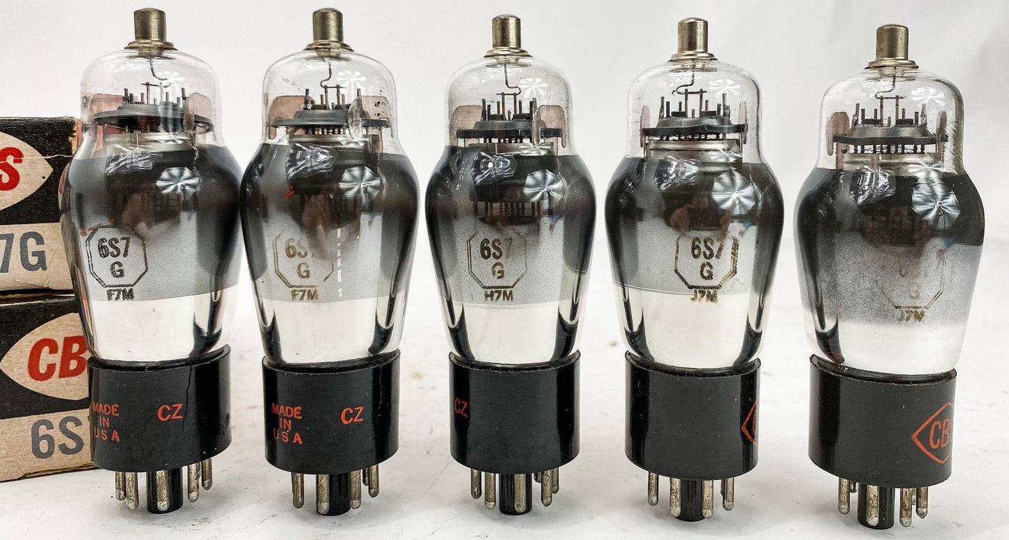 CBS 6S7G Silver Plate Bottom Foil D Getter Vacuum Tubes Set of 6 NIB *