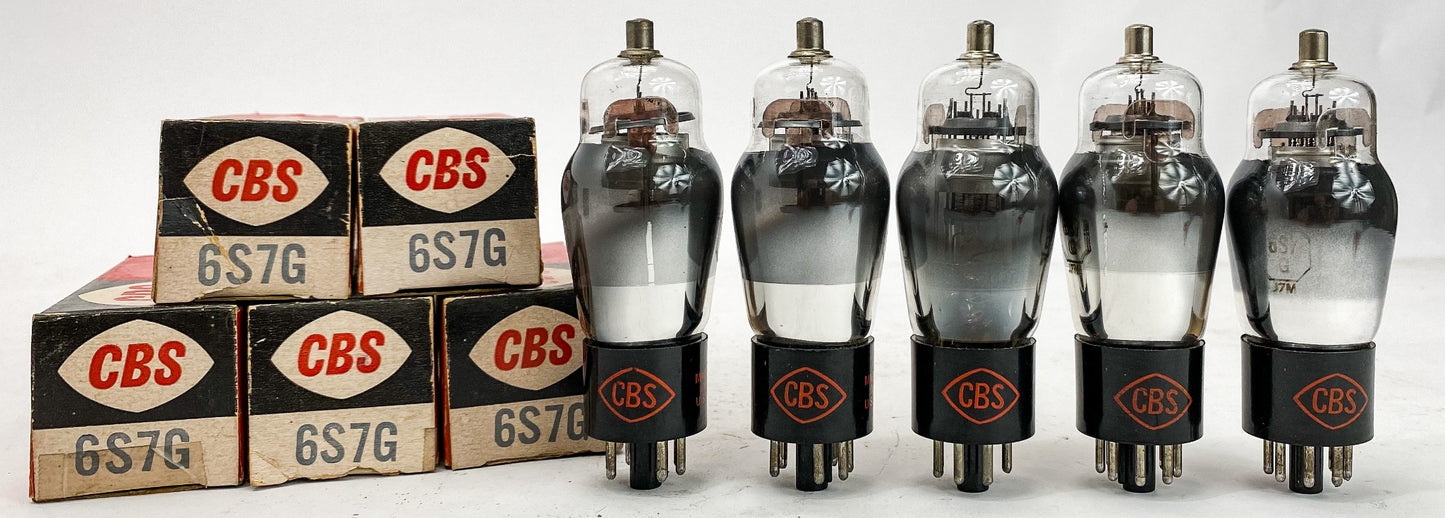 CBS 6S7G Silver Plate Bottom Foil D Getter Vacuum Tubes Set of 6 NIB *