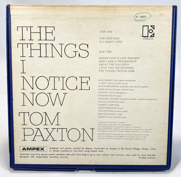 The Things I Notice Now Tom Paxton Reel to Reel Tape 3 3/4 IPS Elektra