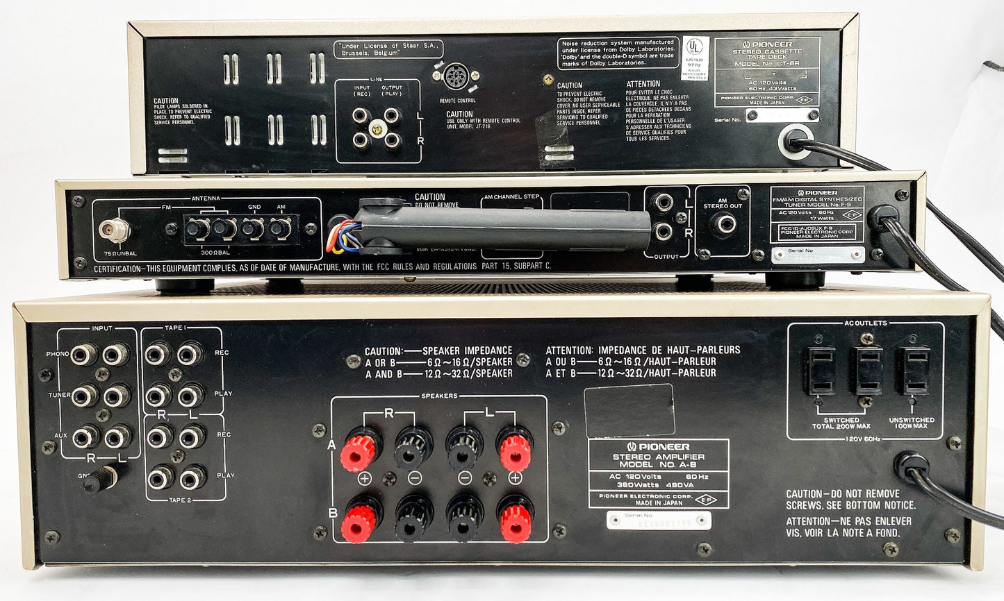 Pioneer A-8 Amplifier F-9 Tuner CT-6R Cassette Deck Combo