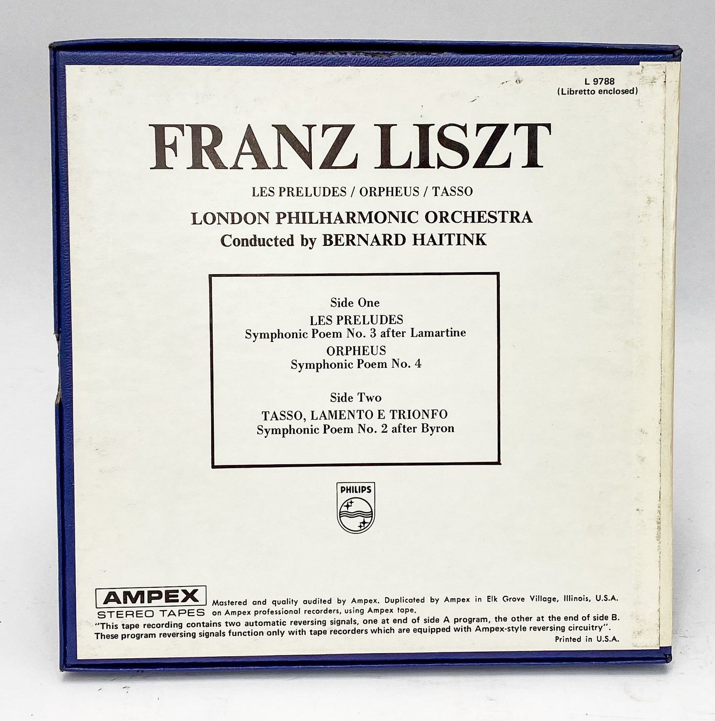 Franz Liszt Les Preludes / Orpheus / Tasso Haitink Reel to Reel Tape 7 1/2 IPS