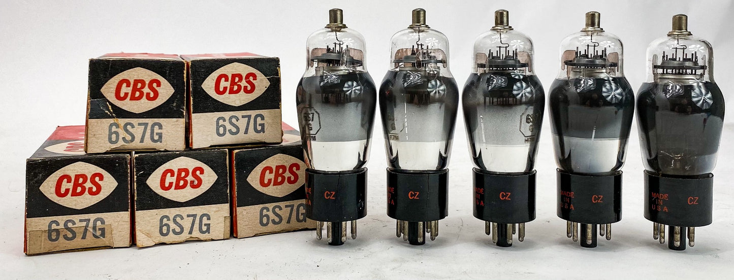 CBS 6S7G Silver Plate Bottom Foil D Getter Vacuum Tubes Set of 6 NIB *