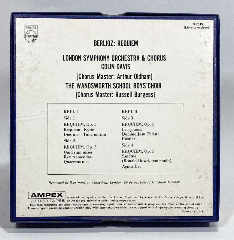 Berlioz Requiem London Symphony Colin Davis Reel to Reel Tape 7 1/2 IPS Philips