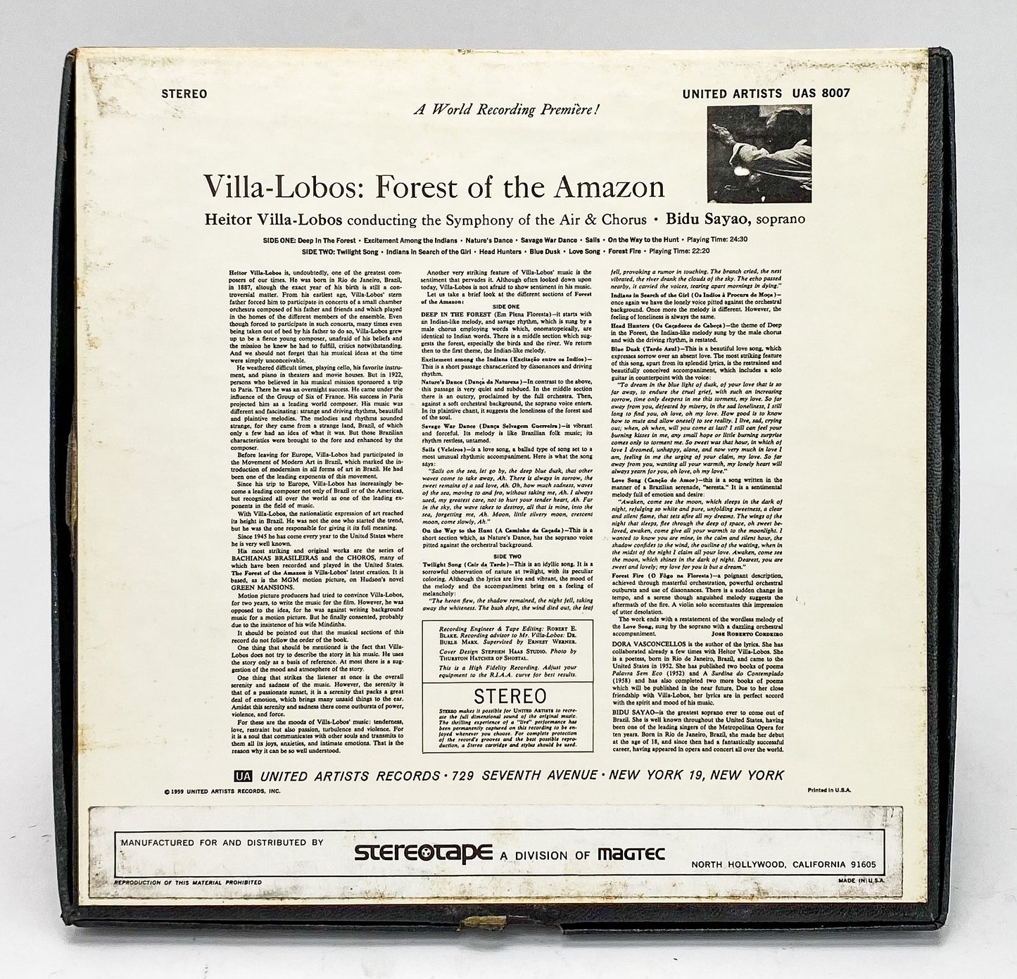 Villa-Lobos Forest Of The Amazon Reel to Reel Tape 7 1/2 IPS United