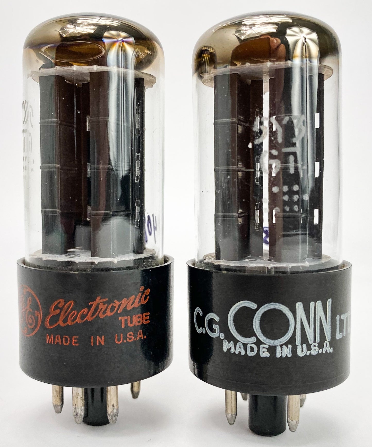 GE 5Y3GT Black Plate Halo Getter Balanced and Matched Vacuum Tubes